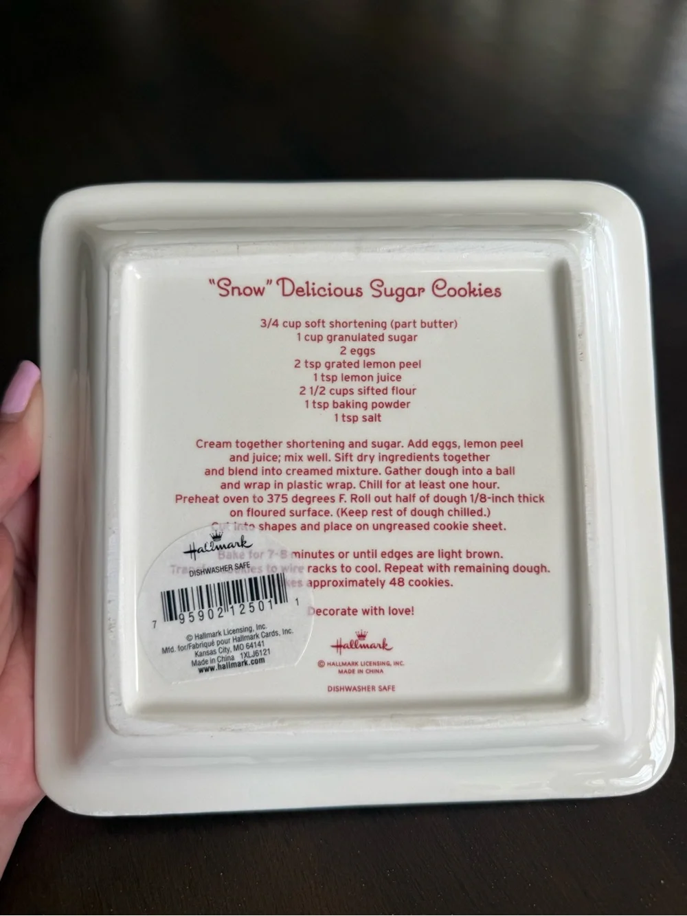 Hallmark Christmas Snowflake Cookie Platter Recipe Plate 7” Ceramic Holiday